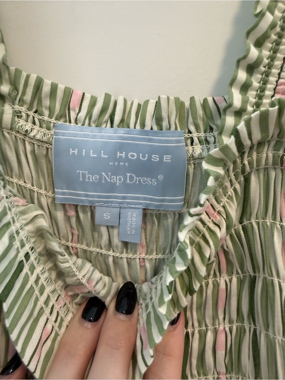 Hill House Green and Pink Striped Smocked Maxi Dress - Picture 3 of 4